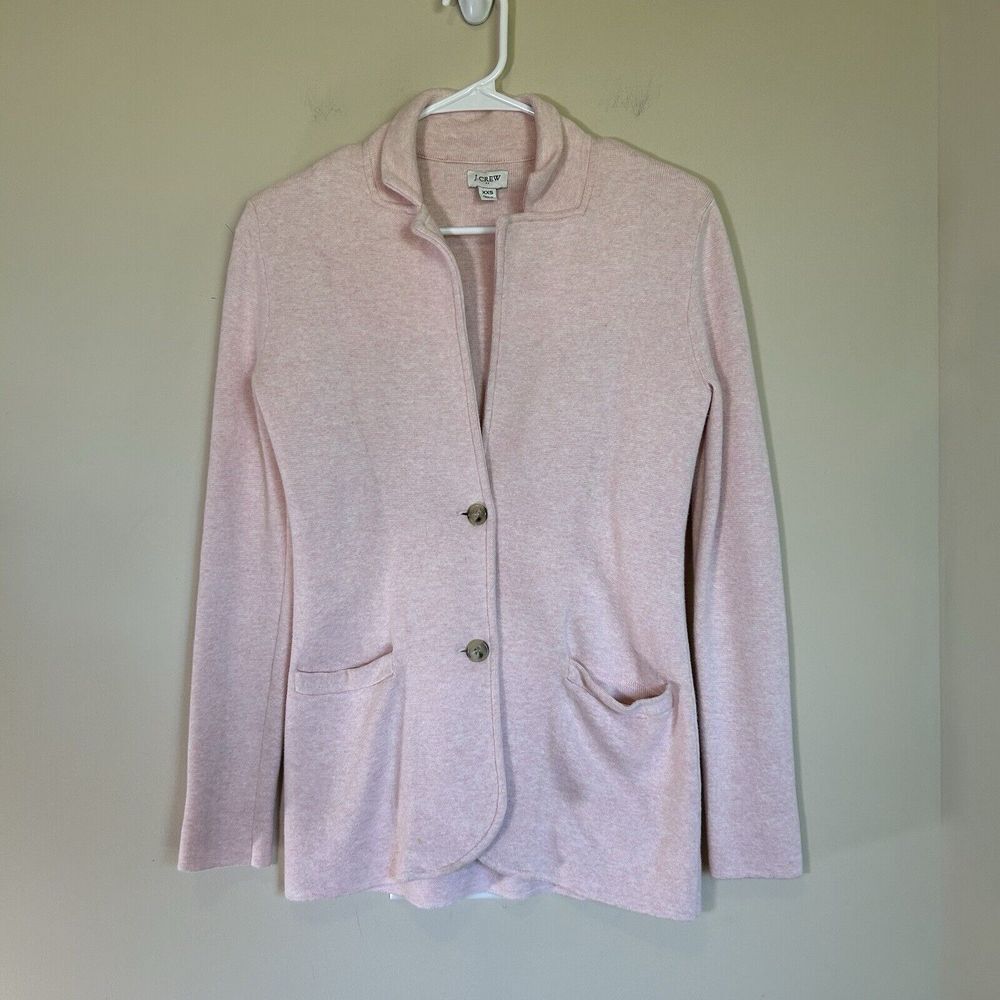 J.Crew Factory Knit‎ Sweater Blazer Womens Sz XXS Light Pink Cotton Career G9309